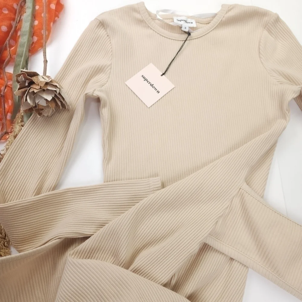 New Superdown Cream Partial Wrap Sweater Dress Size S - Picture 13 of 13